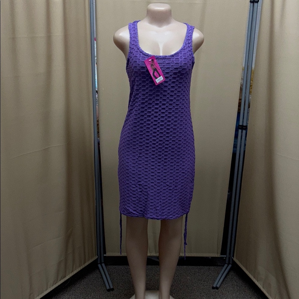 Purple Sleeveless Textured Dress